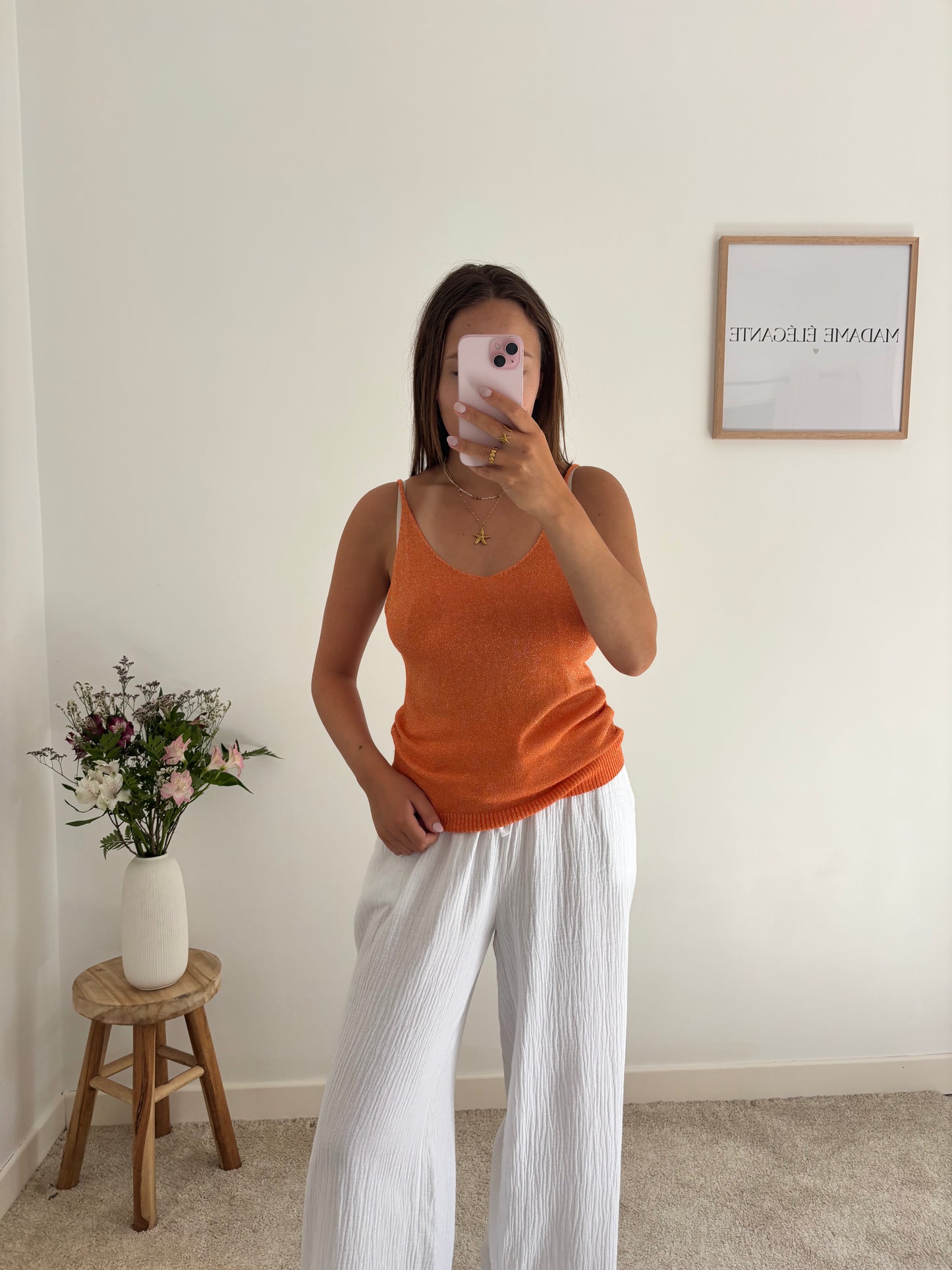 Top à paillettes orange