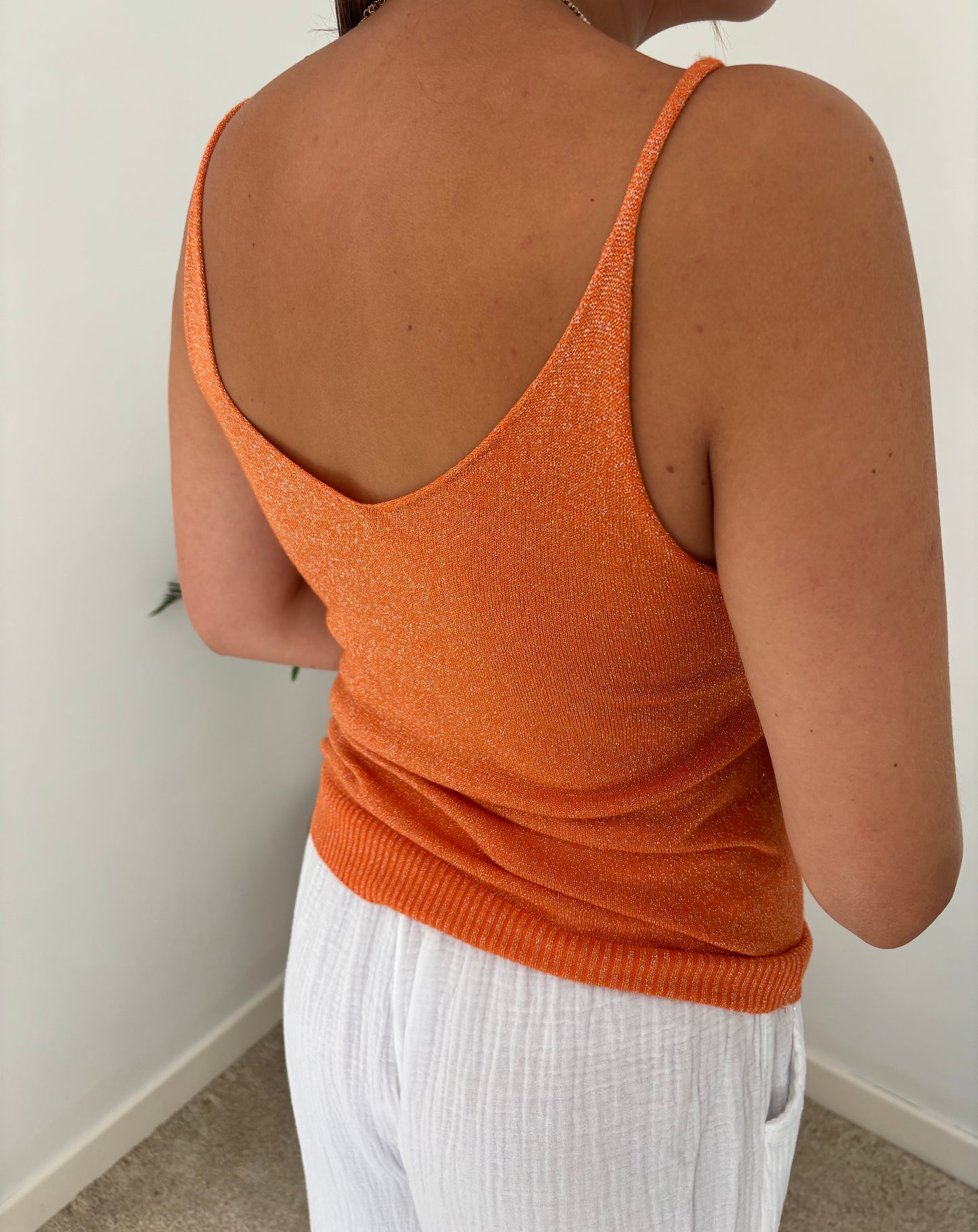 Top à paillettes orange