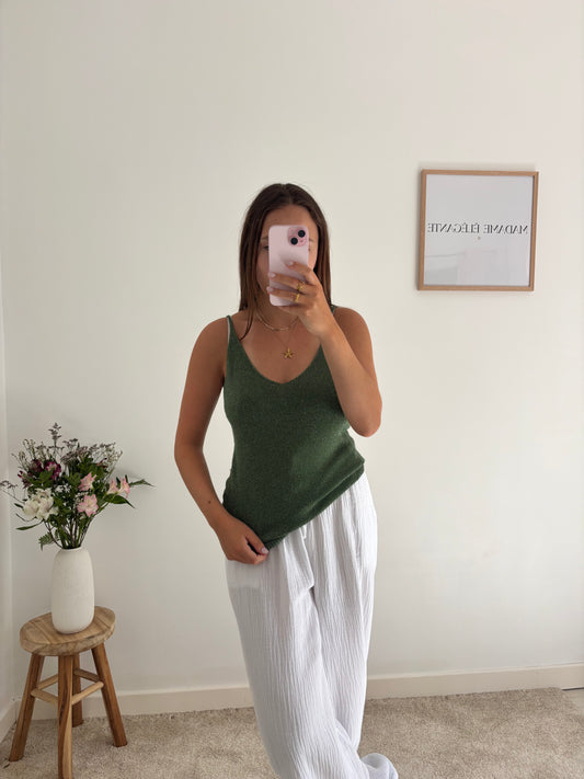 Top à paillettes vert