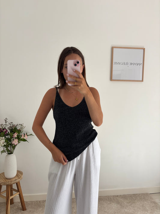 Top à paillettes noir