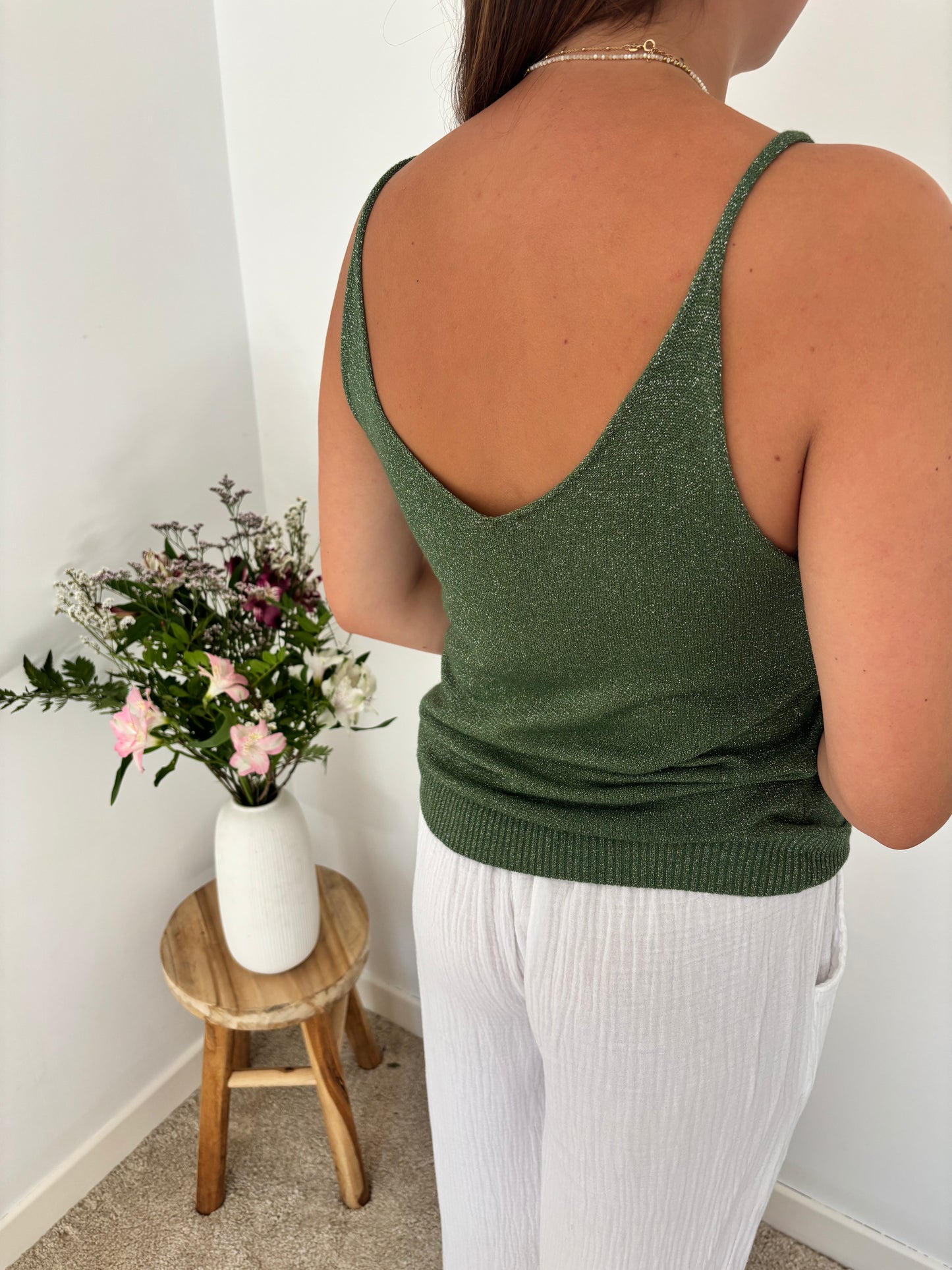 Top à paillettes vert