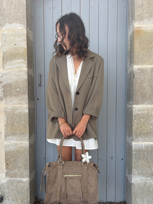 Blazer dos asymétrique taupe