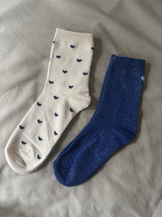 Coffret chaussettes coeur bleu