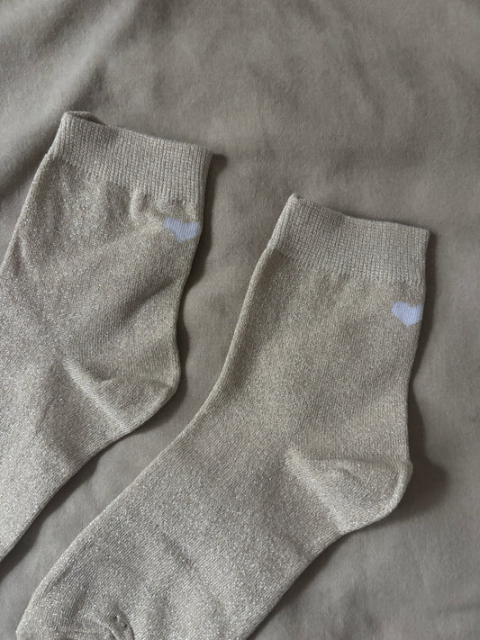 Chaussettes paillettes beige