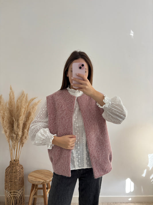 Gilet Célia rose