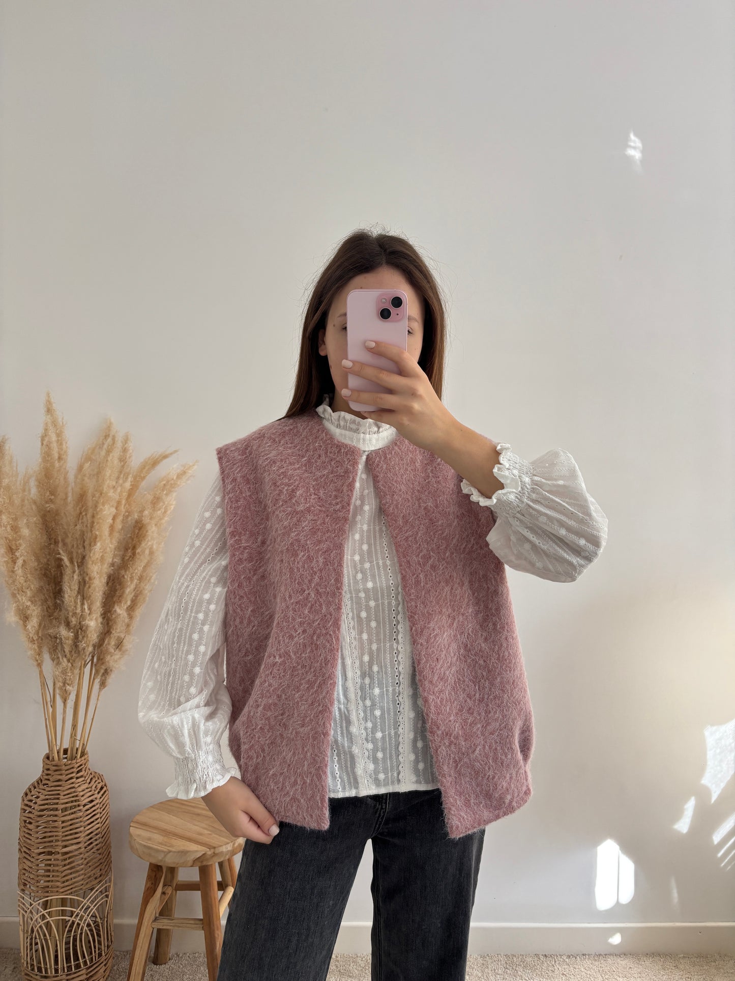 Gilet Célia rose