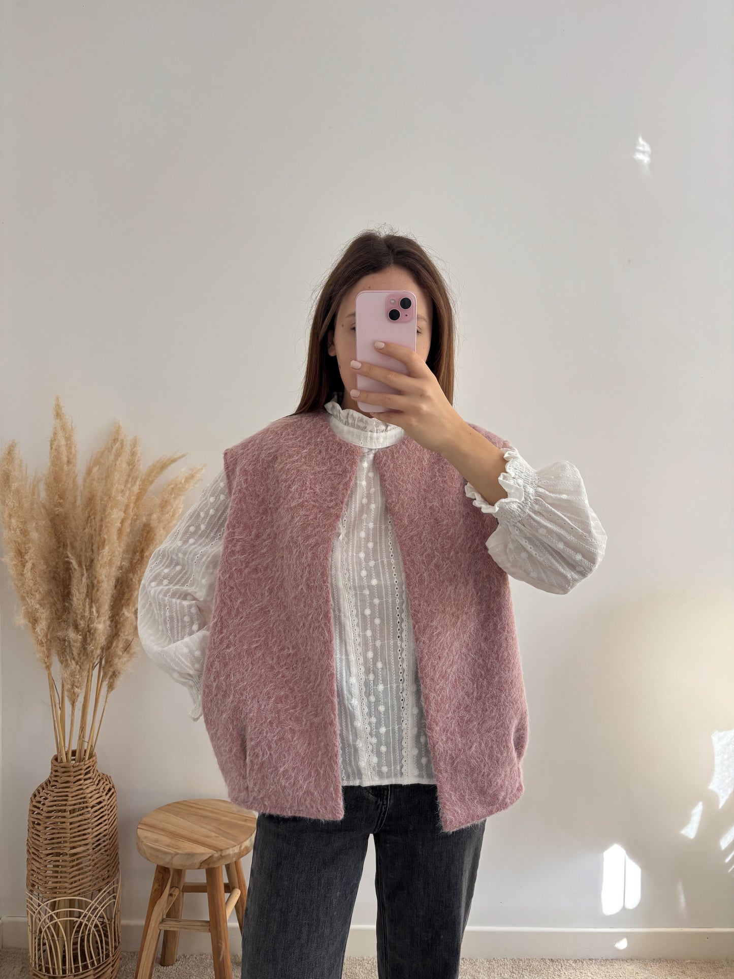 Gilet Célia rose