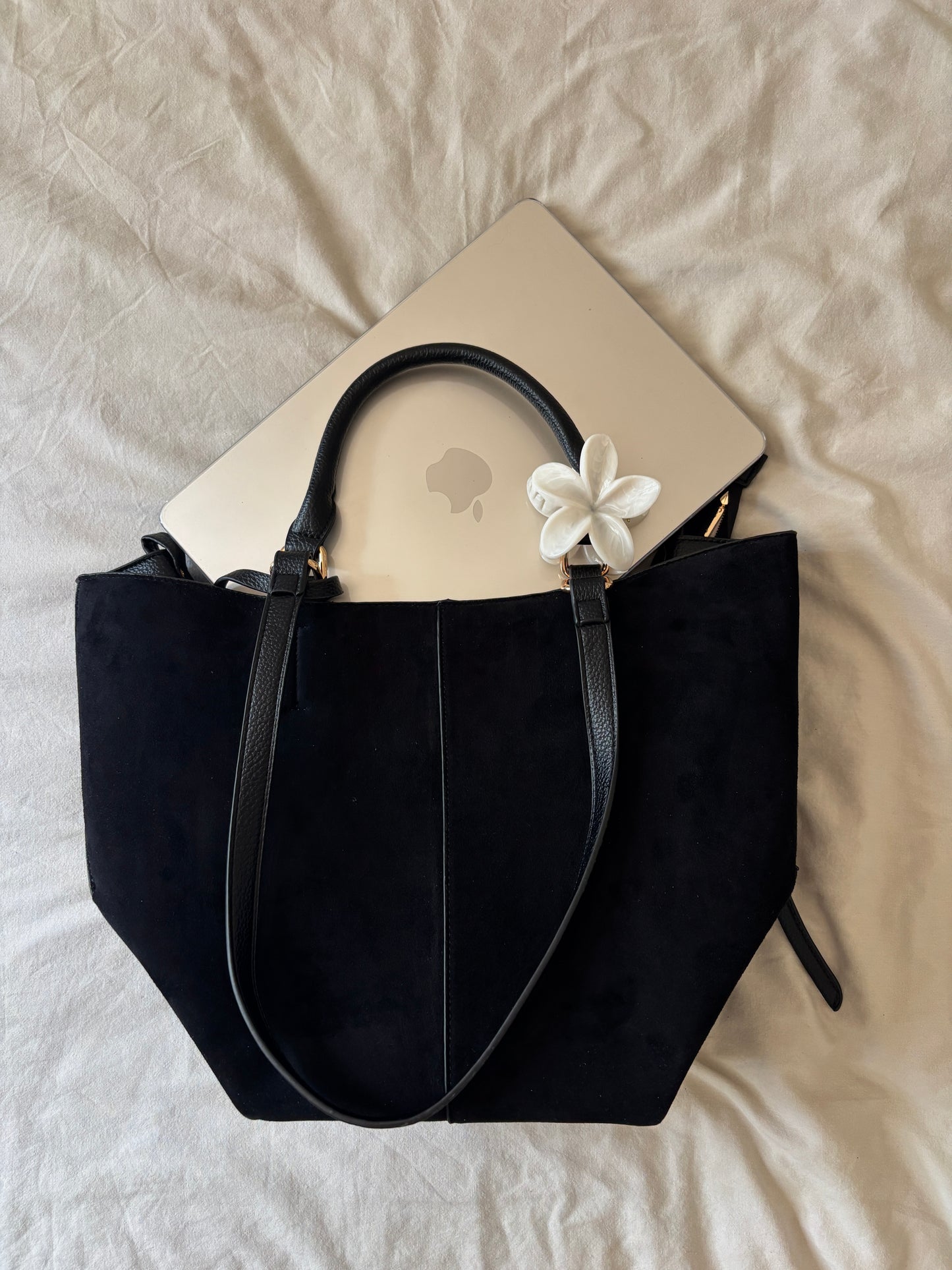 Irene Black Suede-Effect Bag