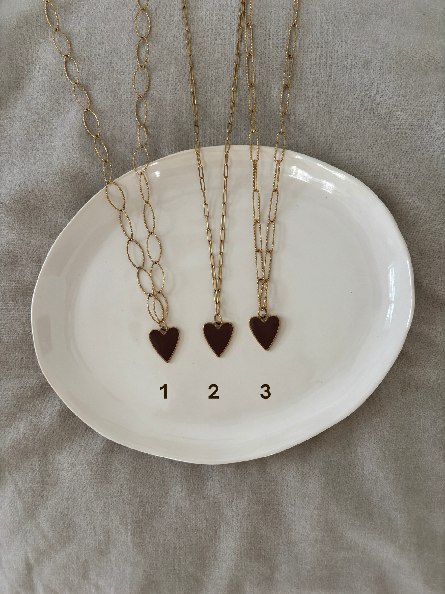 Sautoir coeur marron