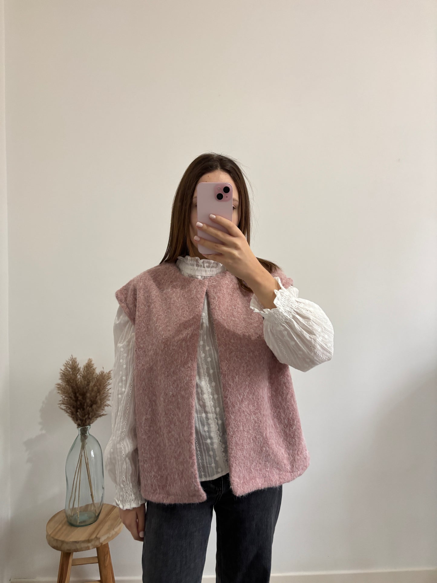 Pink sleeveless vest