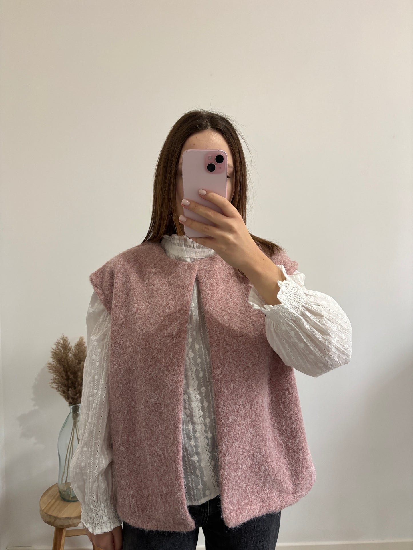 Pink sleeveless vest