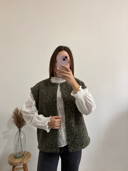 Khaki sleeveless vest