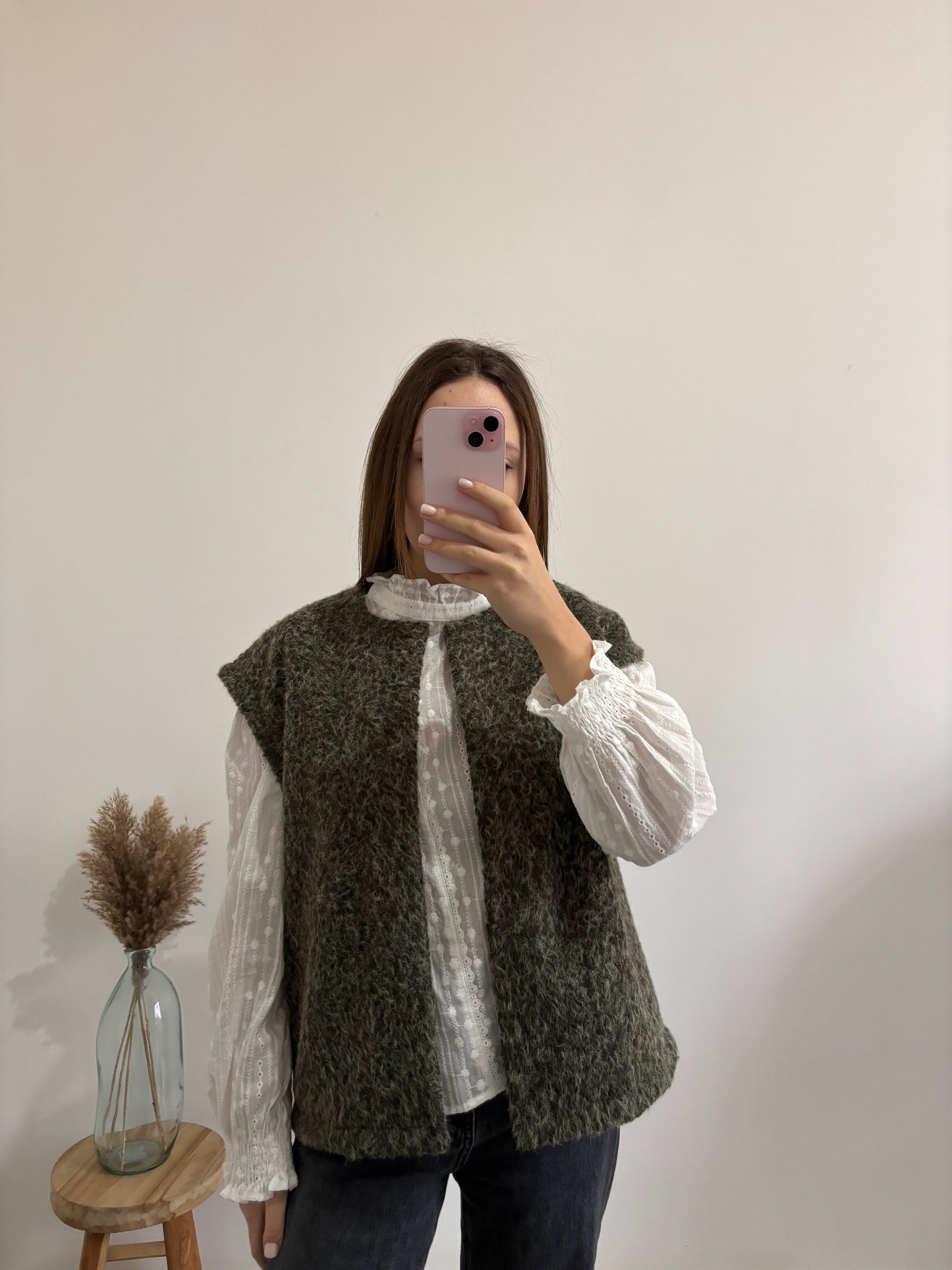 Khaki sleeveless vest