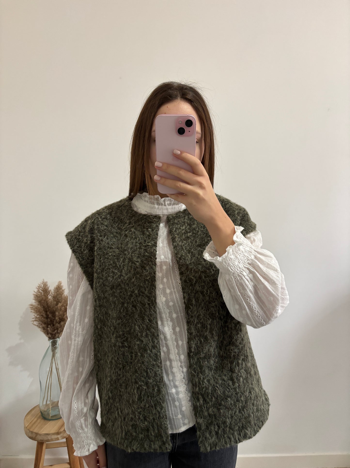 Khaki sleeveless vest