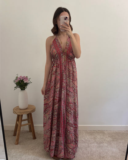 Robe bohème dos nu rouge clair
