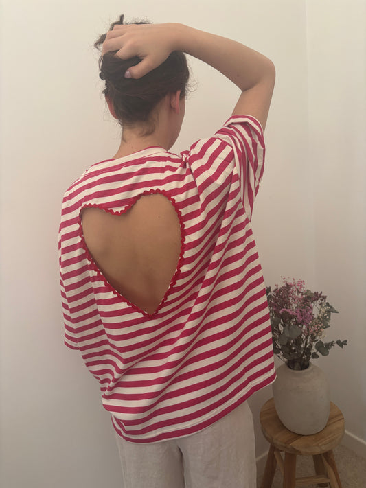 T-shirt rayé cœur