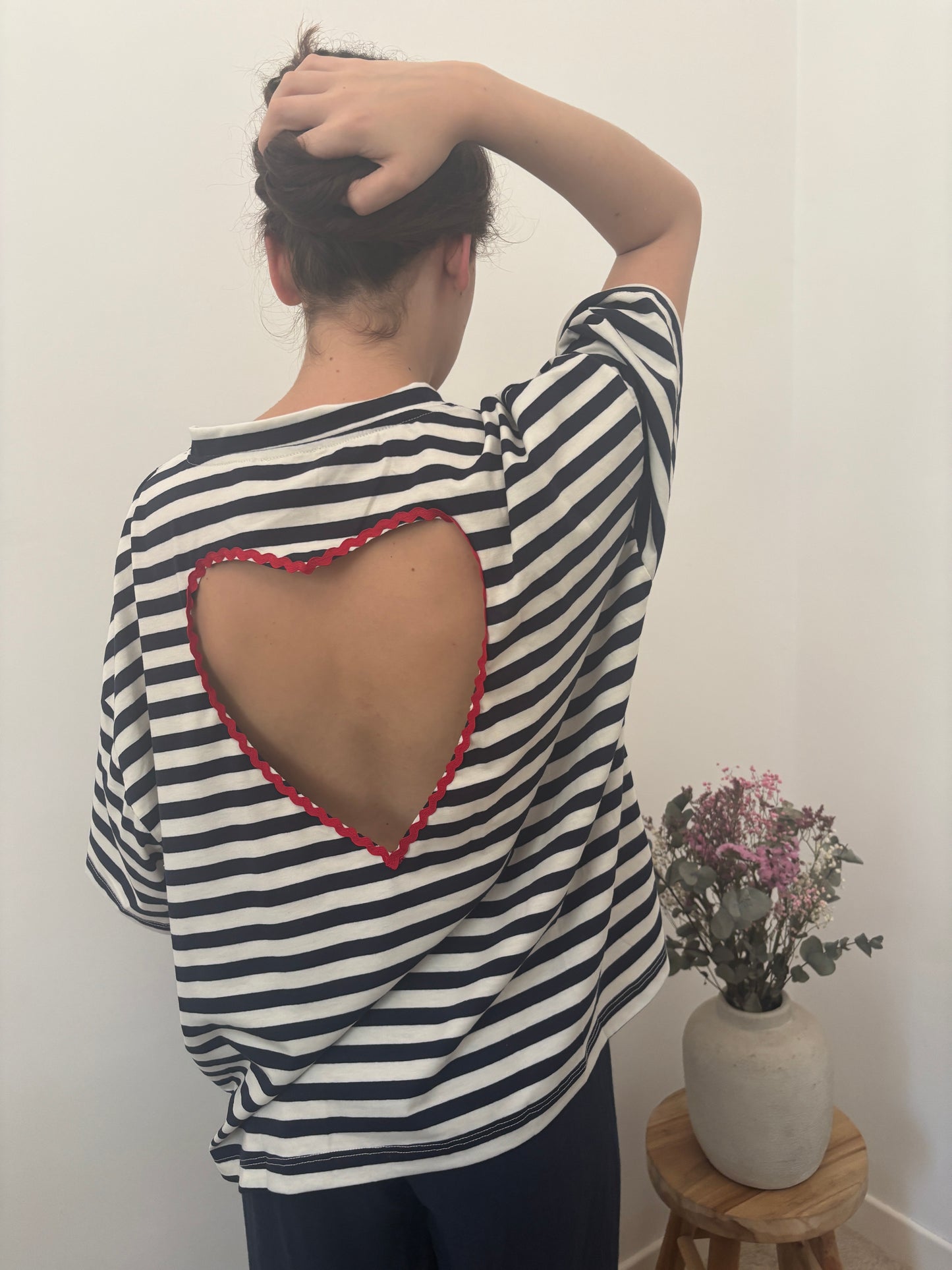 T-shirt rayé cœur