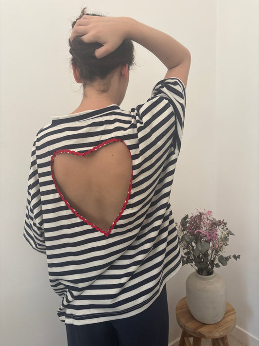 T-shirt rayé cœur