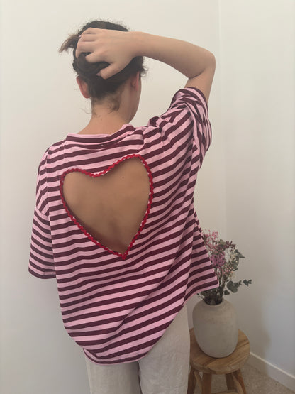 T-shirt rayé cœur