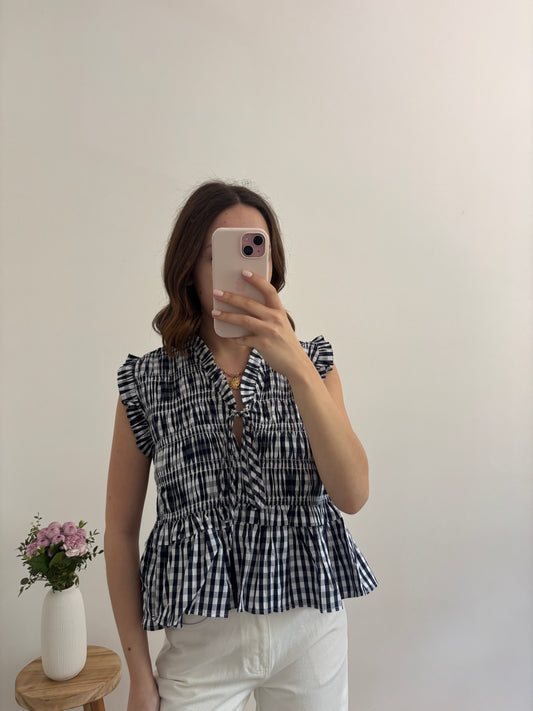 Top vichy bleu