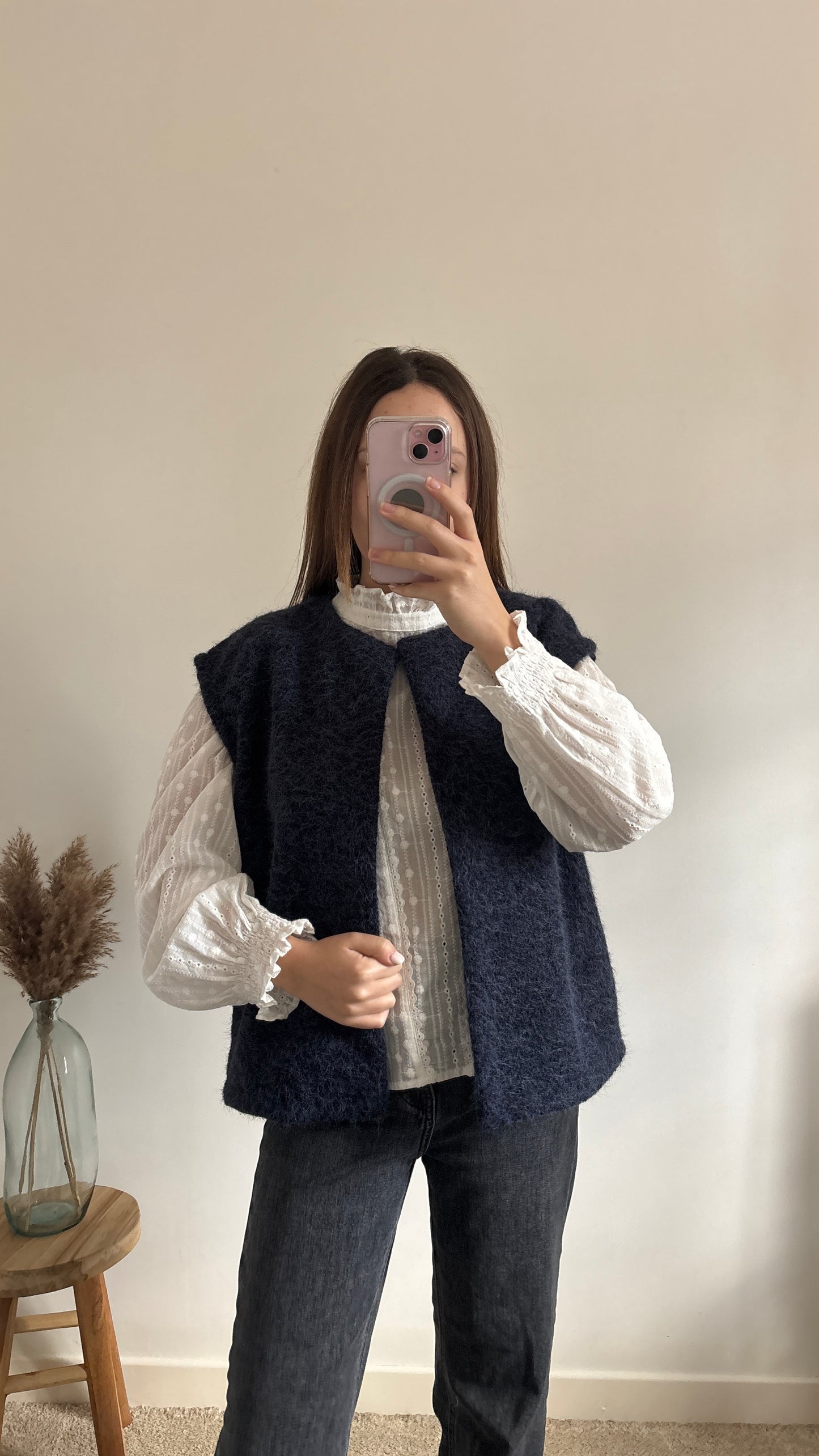 Navy sleeveless vest