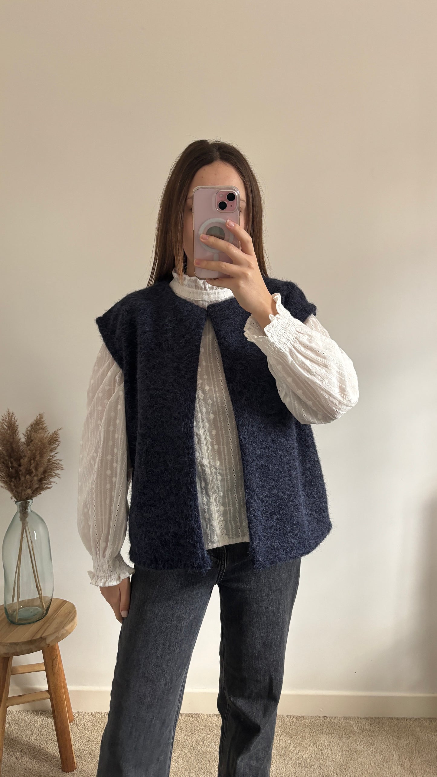 Navy sleeveless vest