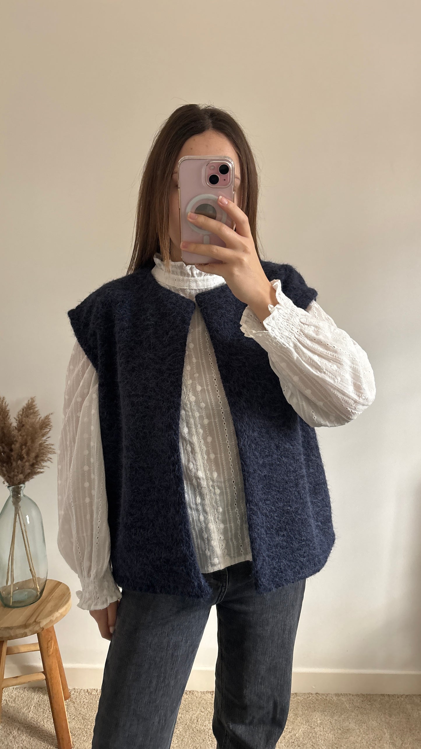 Navy sleeveless vest