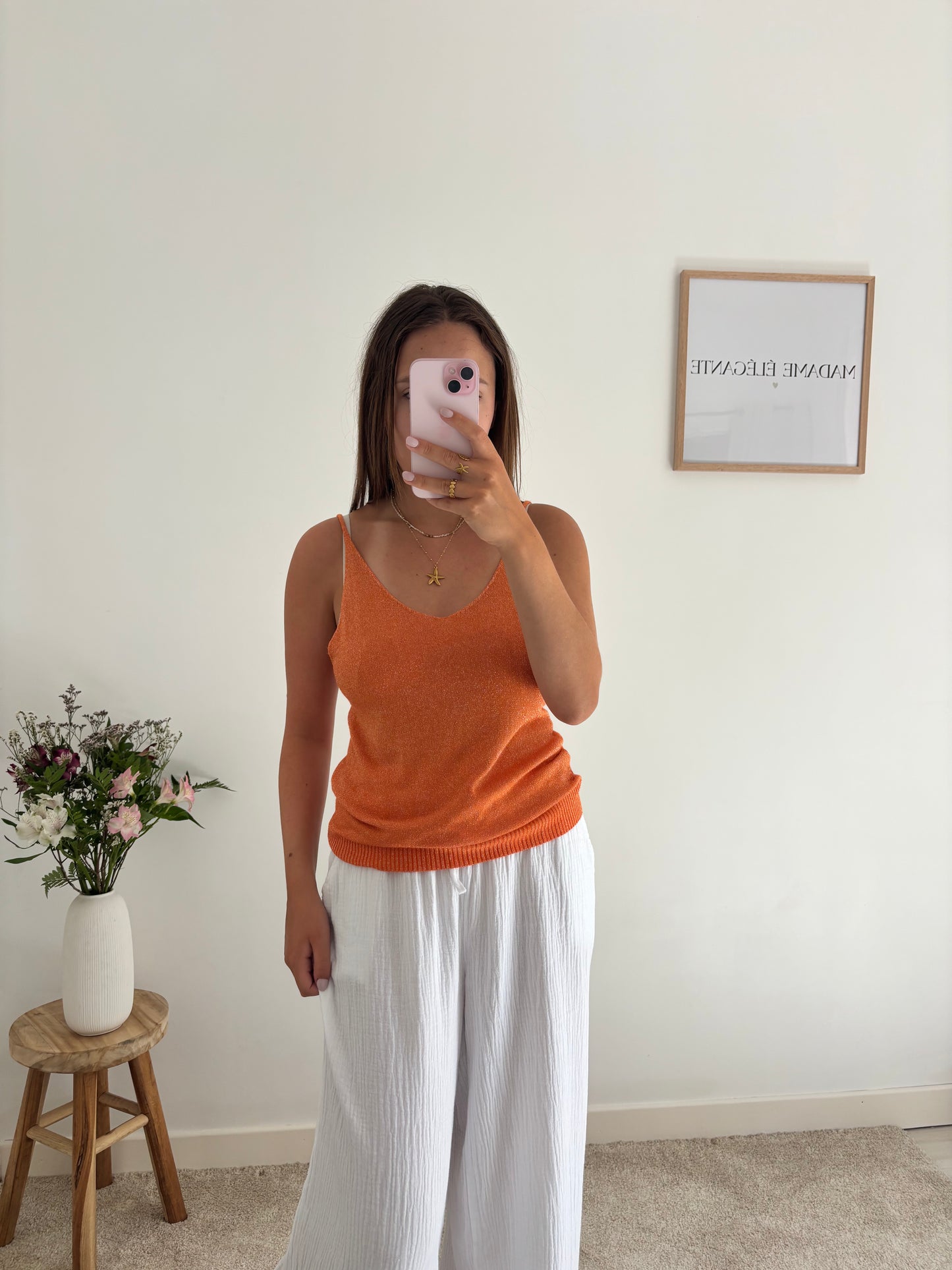 Top à paillettes orange