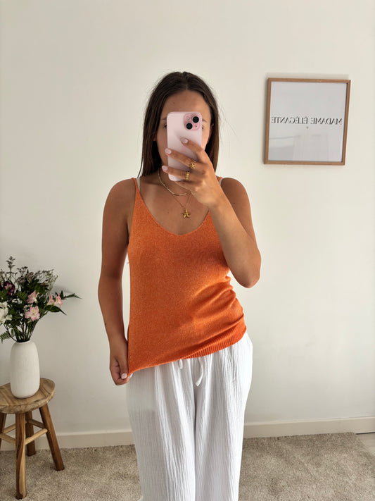Top à paillettes orange