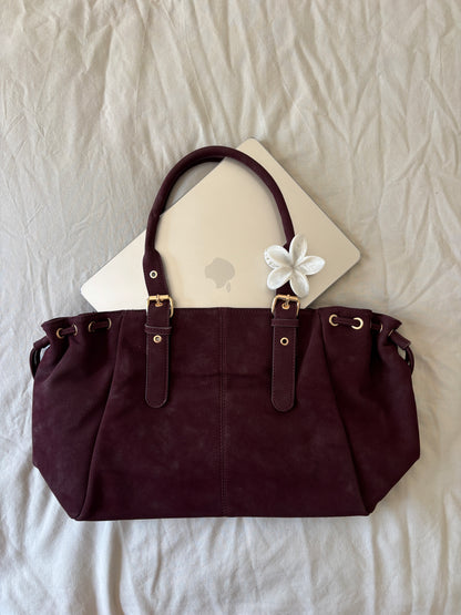 Nelia burgundy suede bag