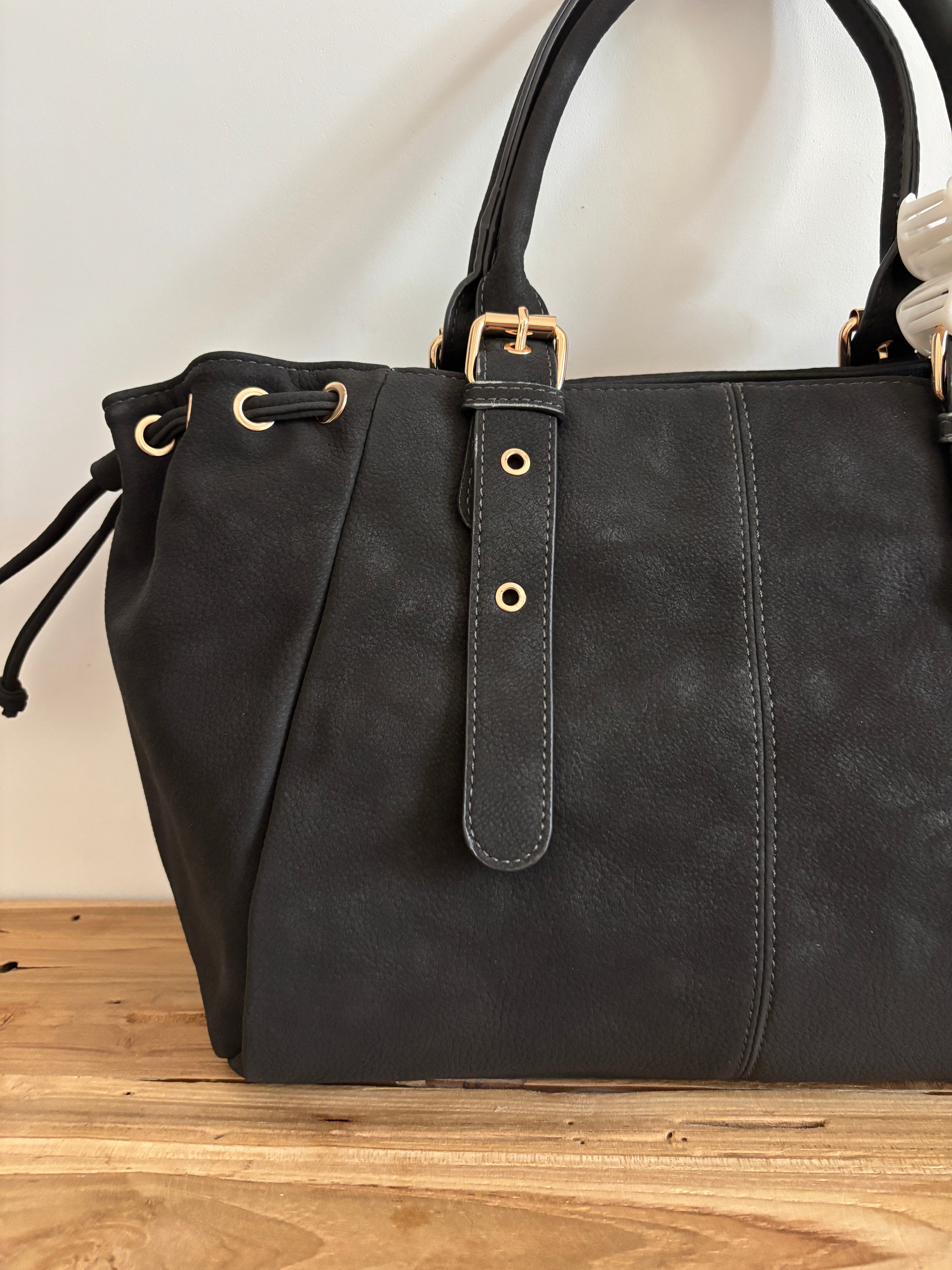 Sac Nélia gris - grainé mat – Madame Elégante