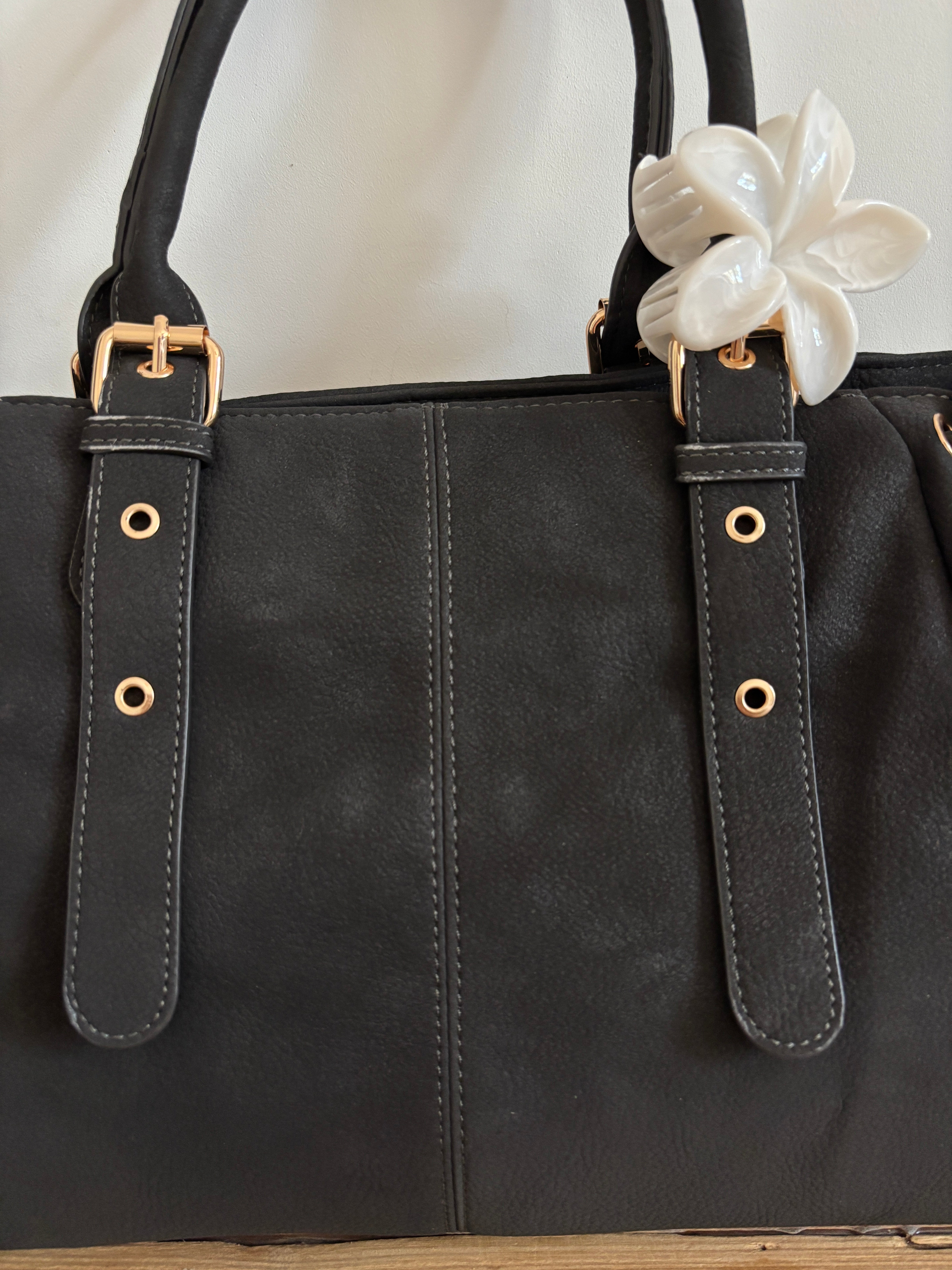 Sac Nélia gris - grainé mat – Madame Elégante
