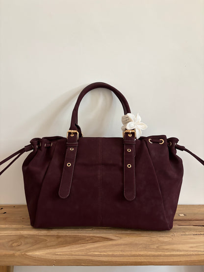 Nelia burgundy suede bag