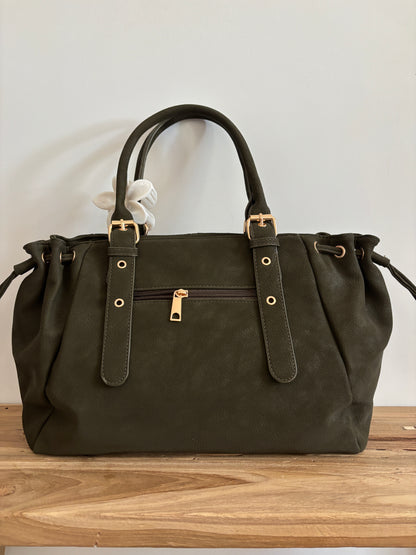 Nélia olive suede bag