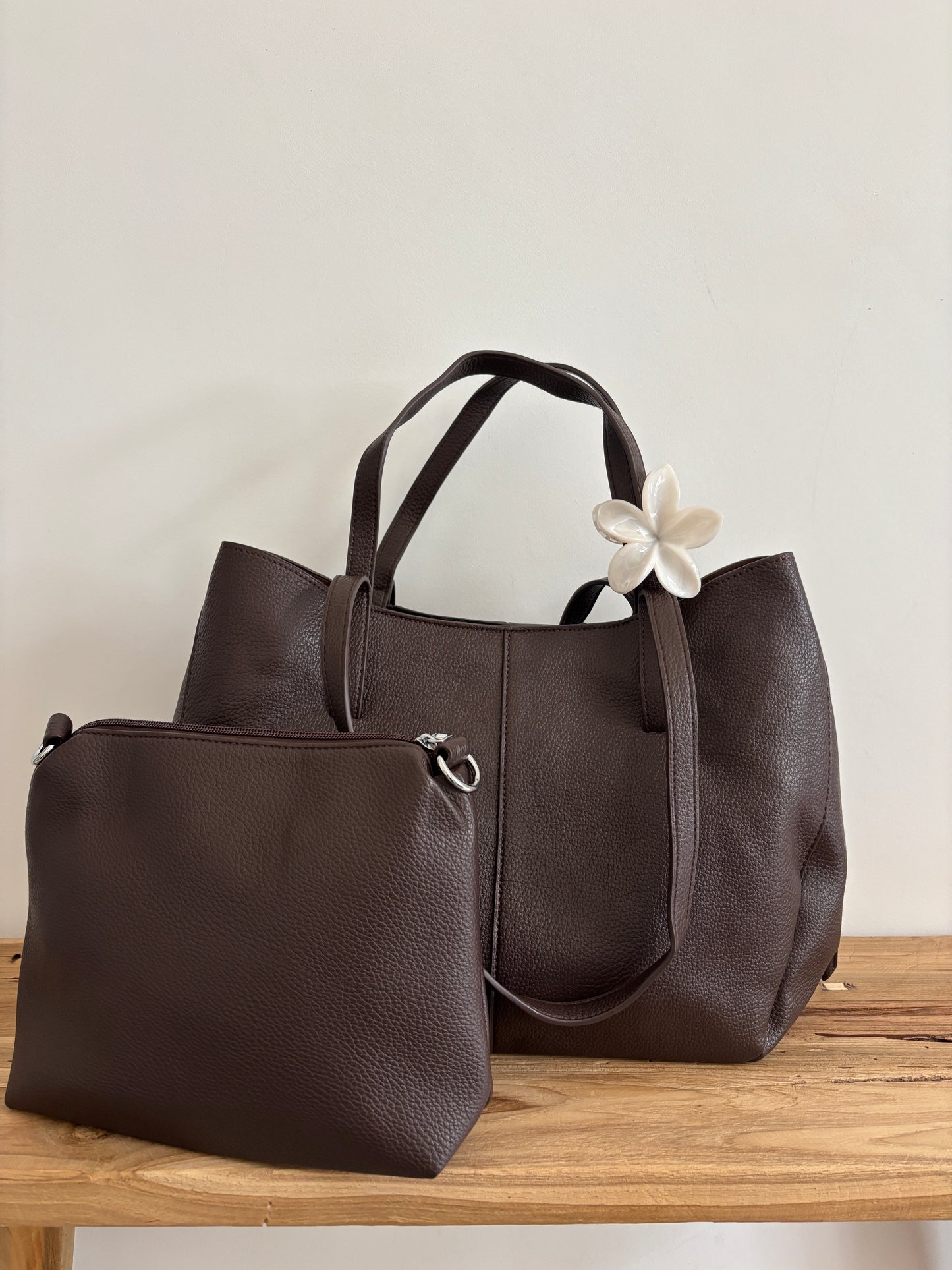 Sac Aline coffee - grainé brillant