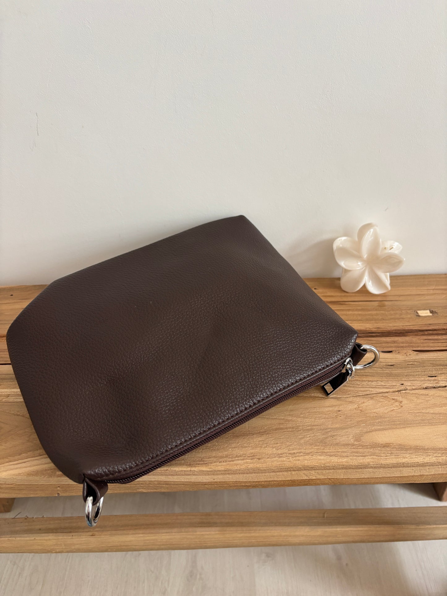 Sac Aline coffee - grainé brillant