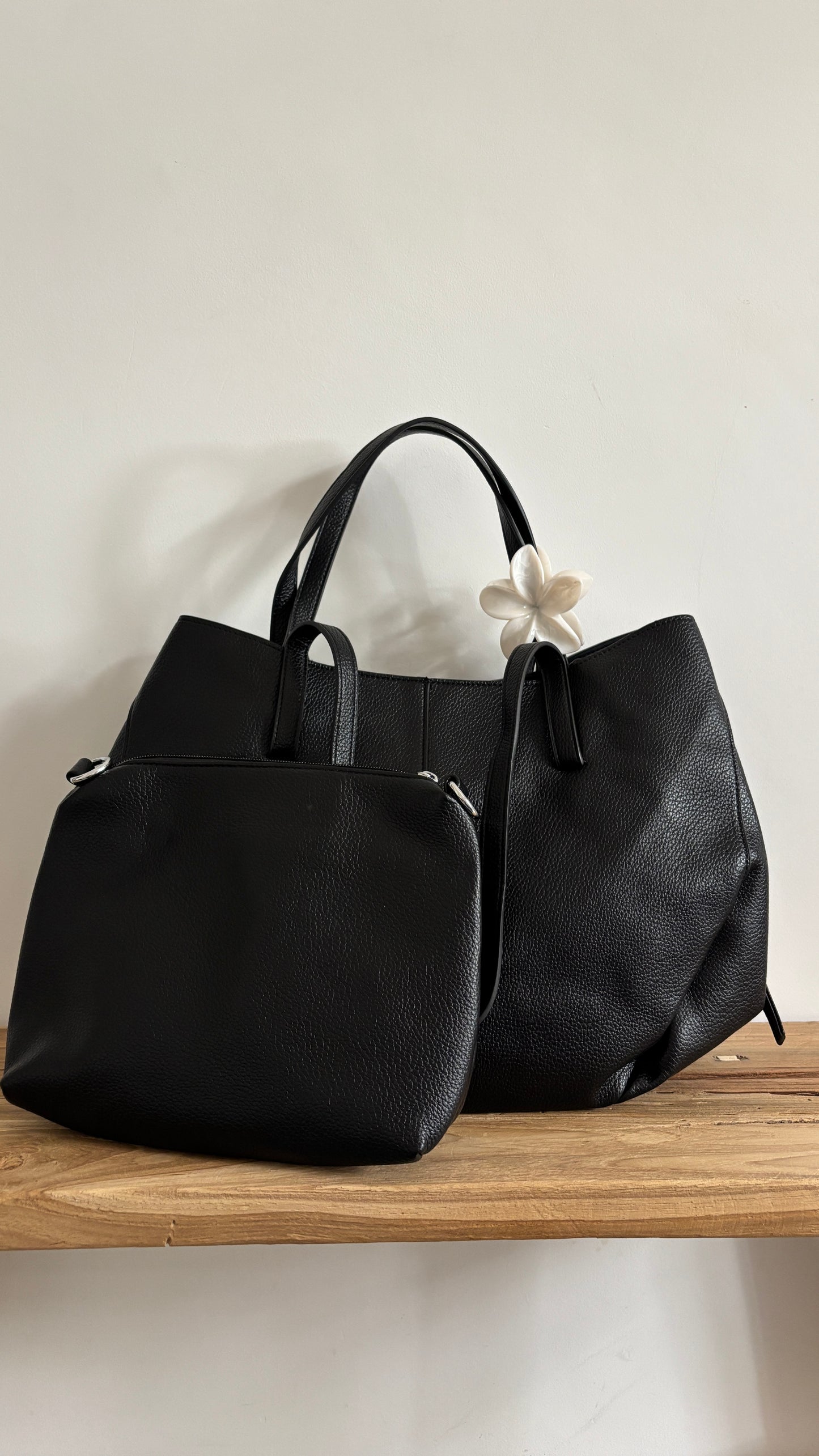 Sac Aline noir - grainé brillant