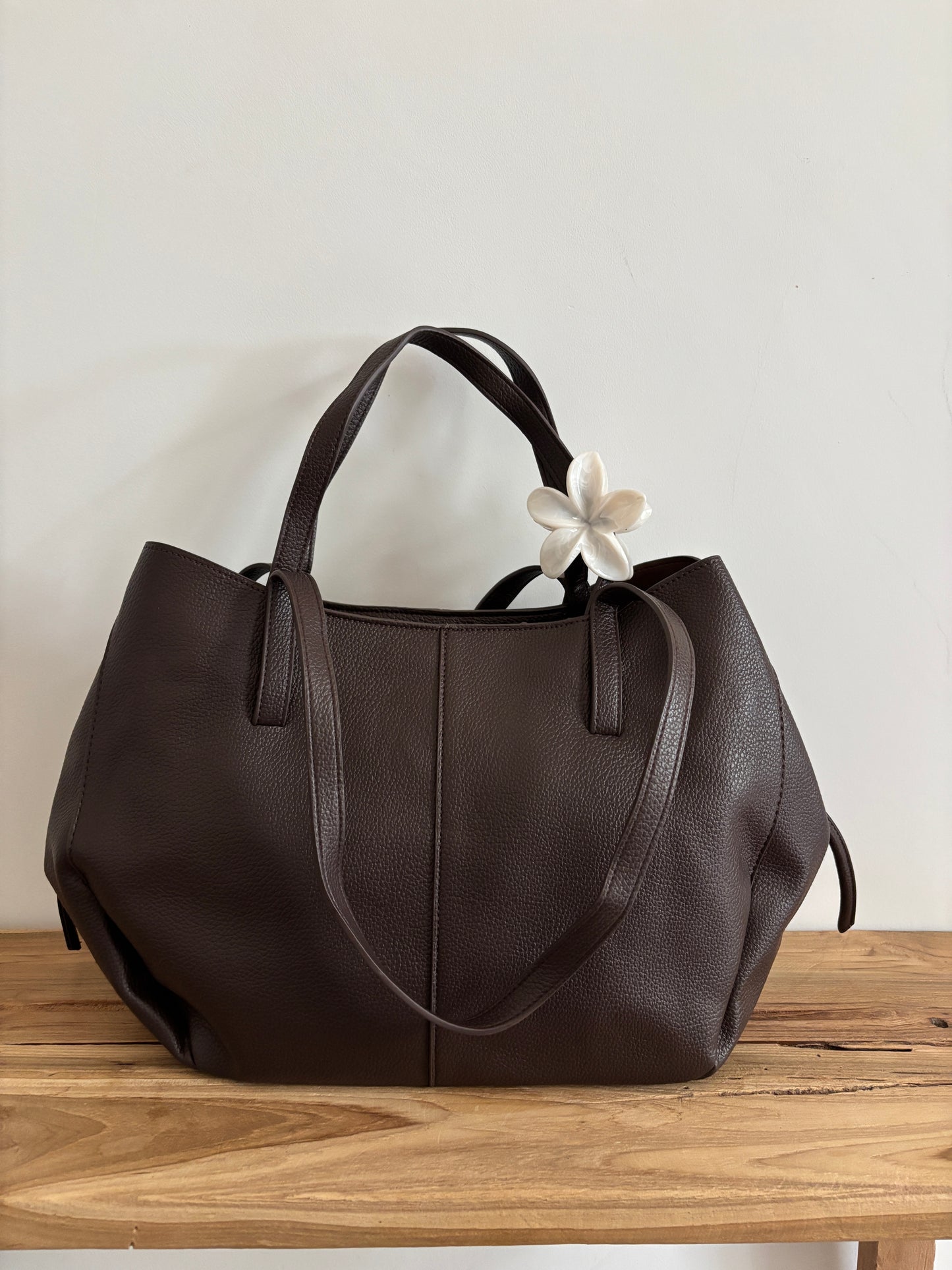 Sac Aline coffee - grainé brillant