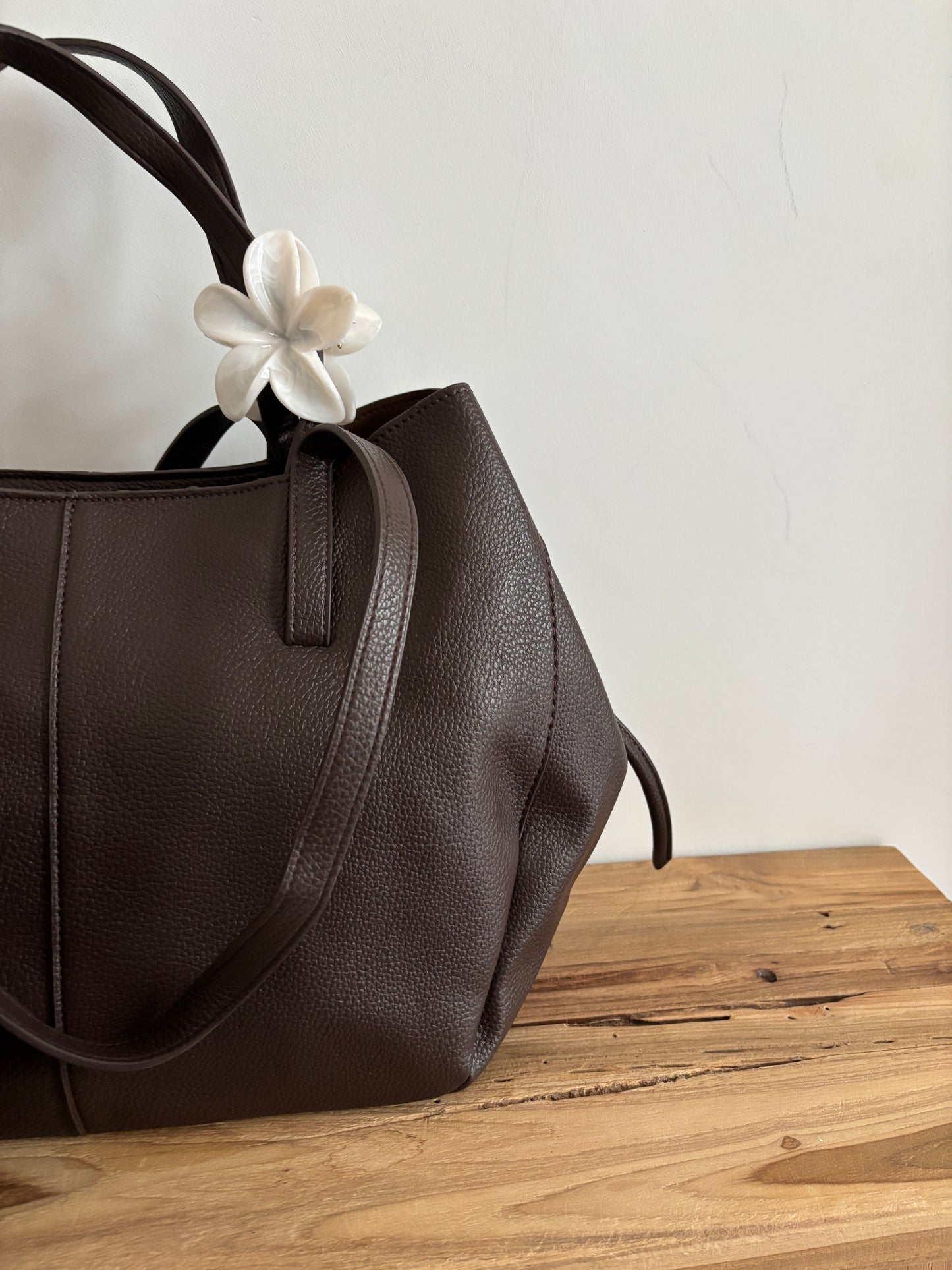 Sac Aline coffee - grainé brillant