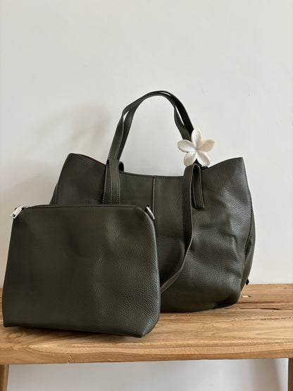 Sac Aline kaki - grainé brillant