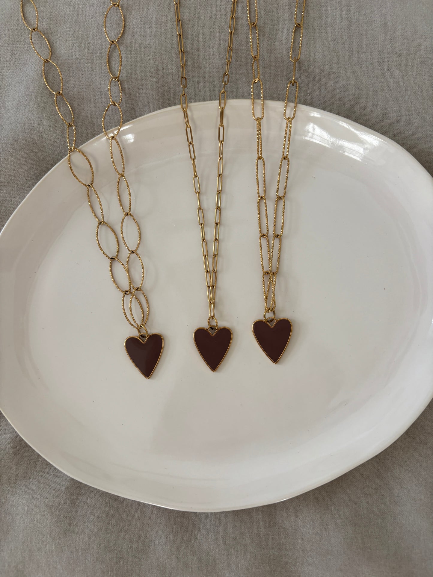 Sautoir coeur marron