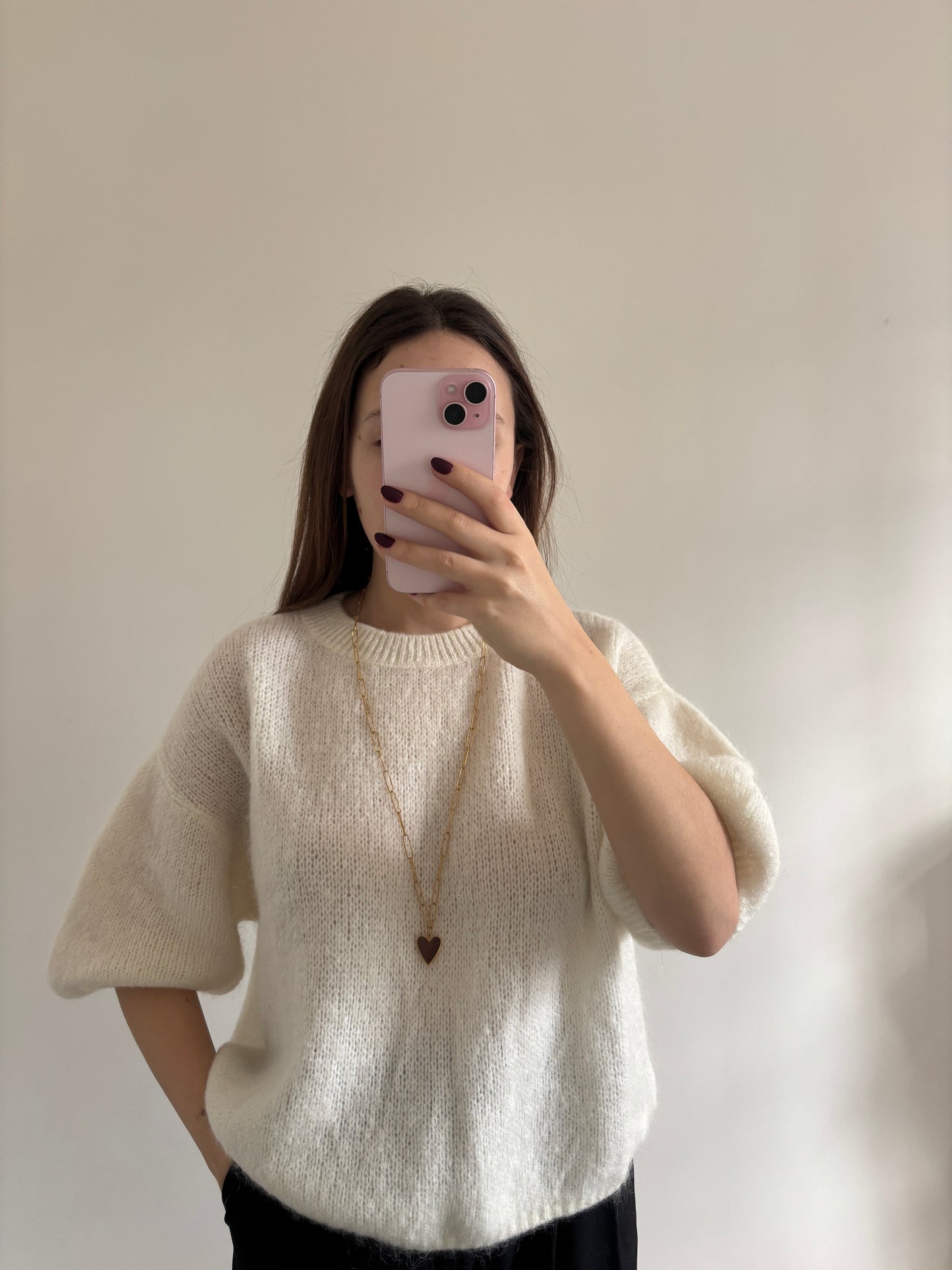 Sautoir coeur marron