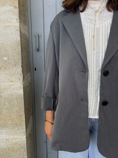 Blazer dos asymétrique gris