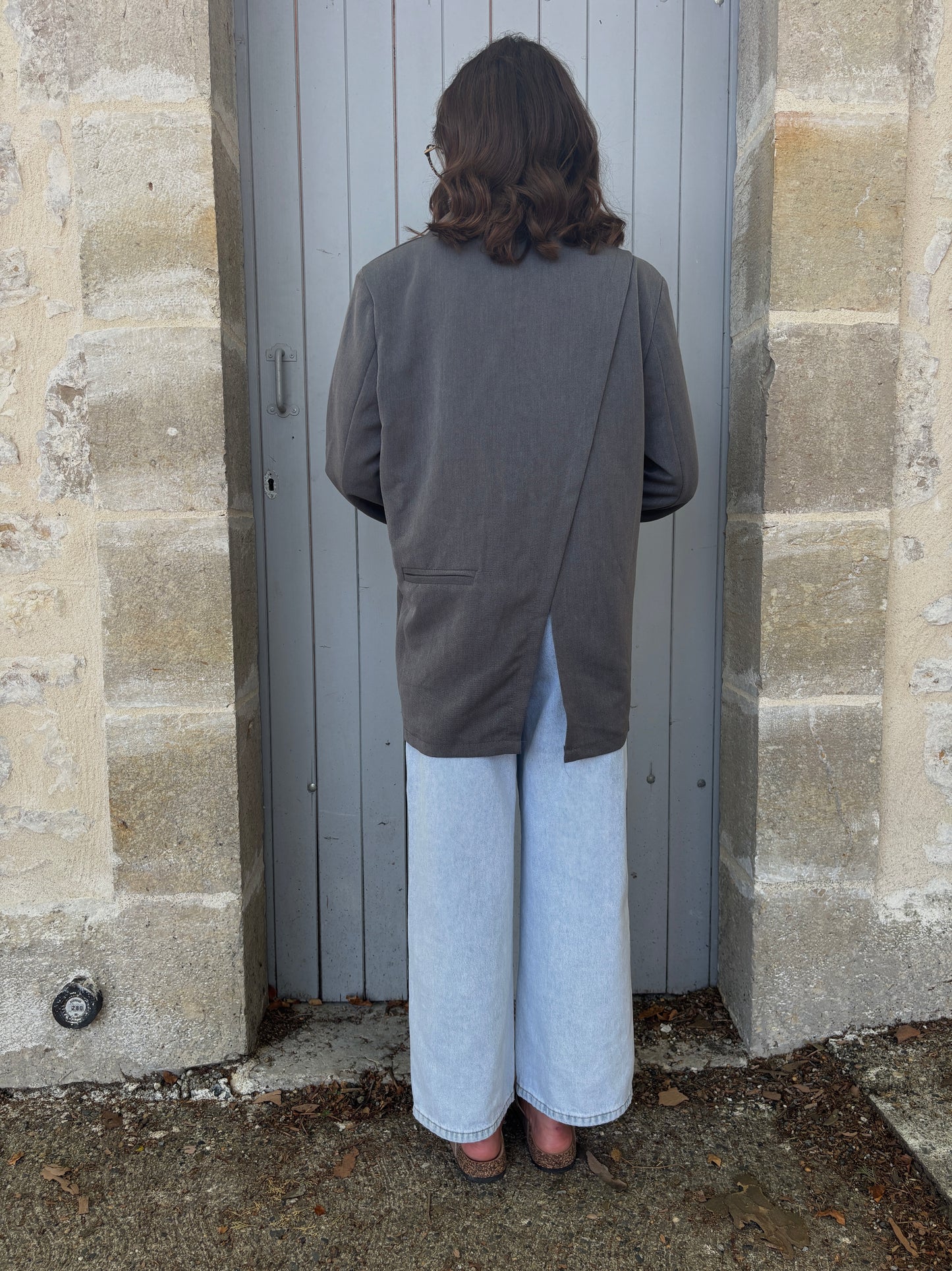 Blazer dos asymétrique gris