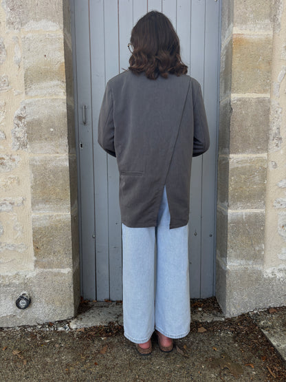 Blazer dos asymétrique gris