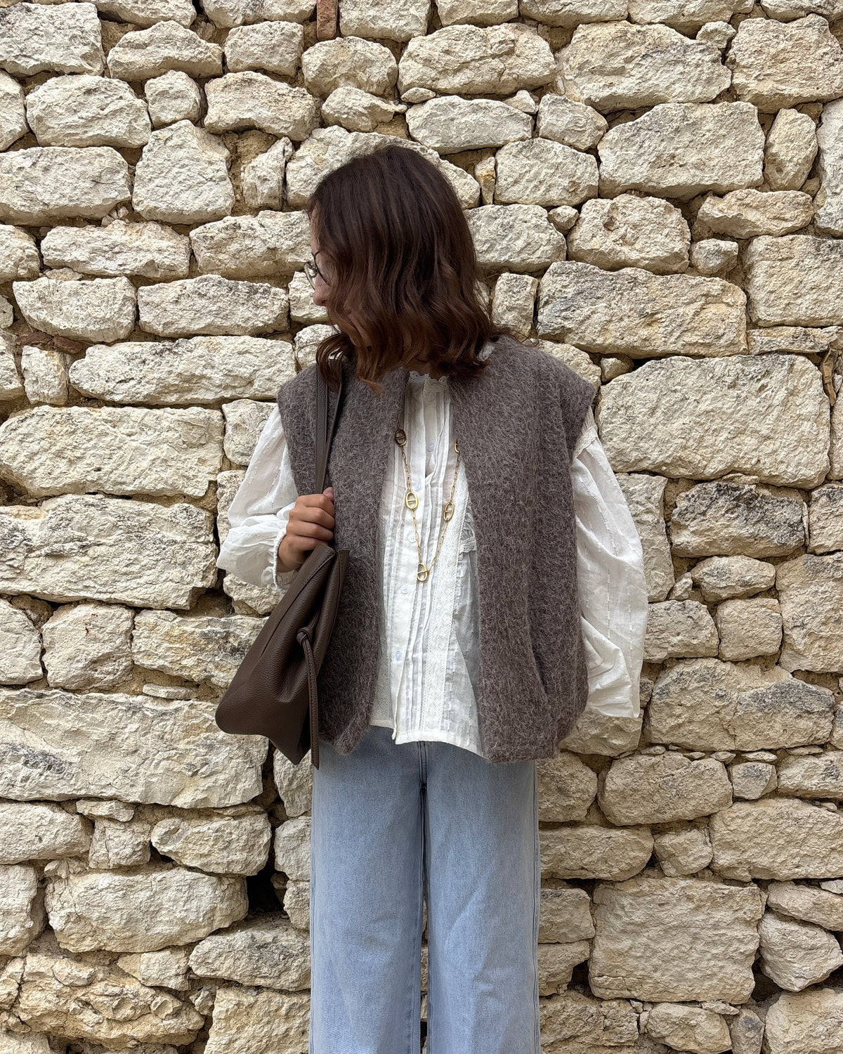 Gilet sans manches taupe