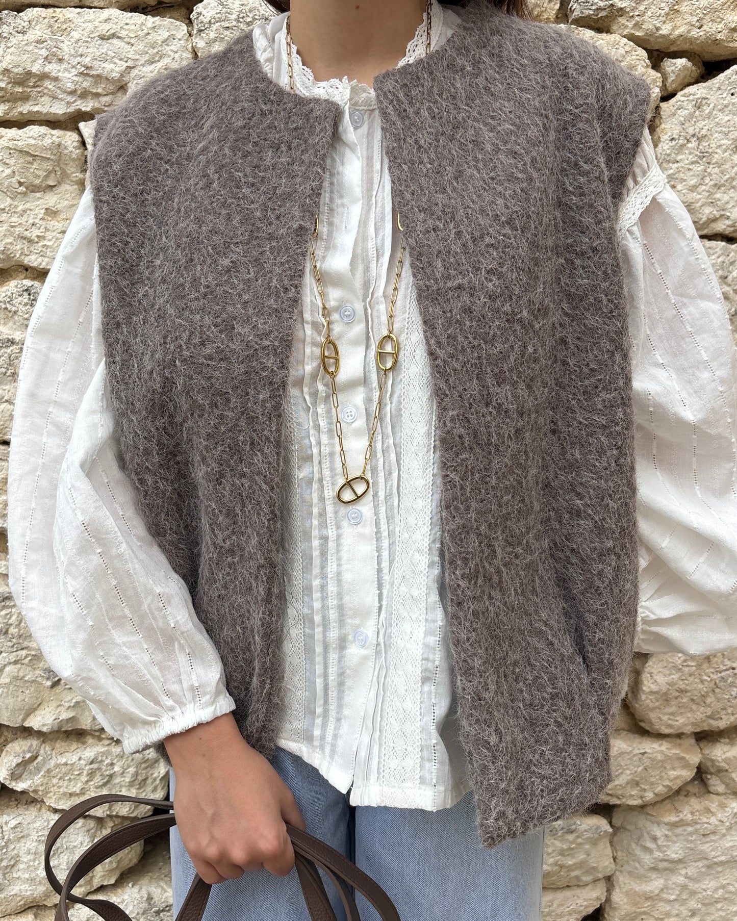 Gilet sans manches taupe