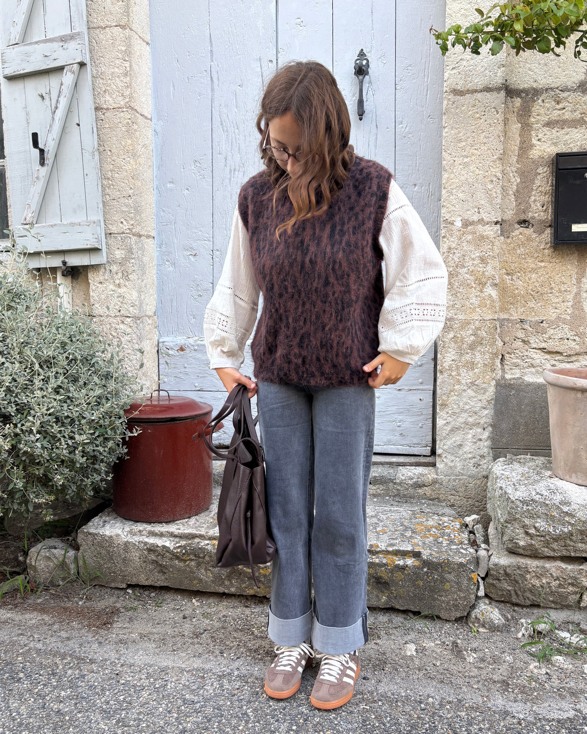 Leopard sleeveless jumper