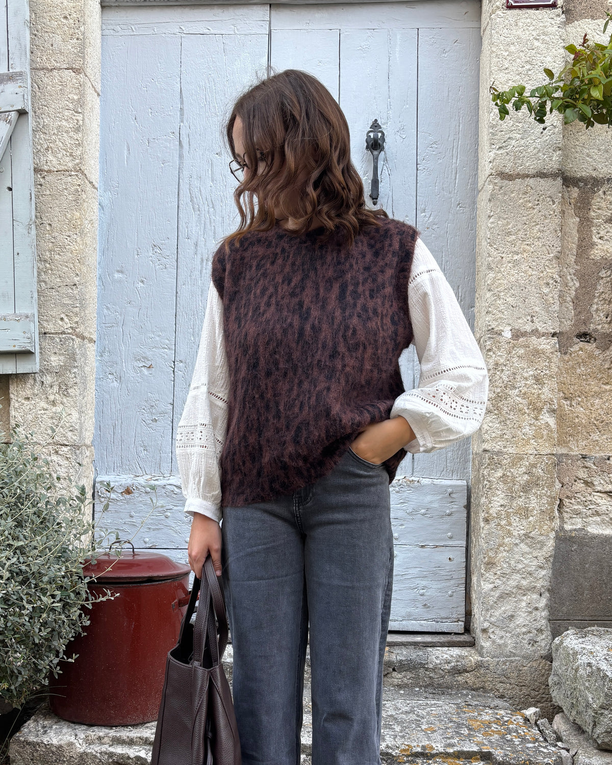 Leopard sleeveless jumper