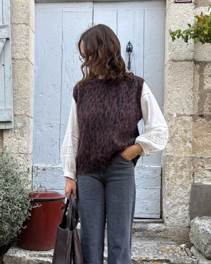 Leopard sleeveless jumper